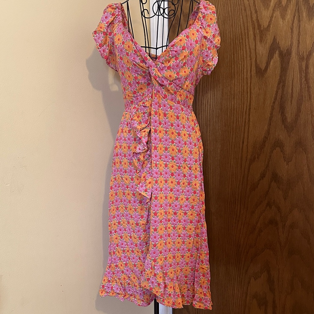 Angie Floral Pink Ruffle Dress